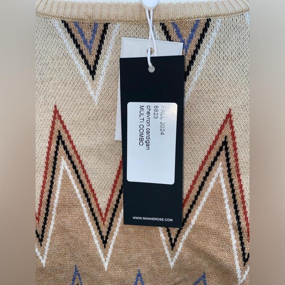 Minnie Rose Viscose Blend Chevron Cardigan Multi Color (read description) - Picture 2 of 15